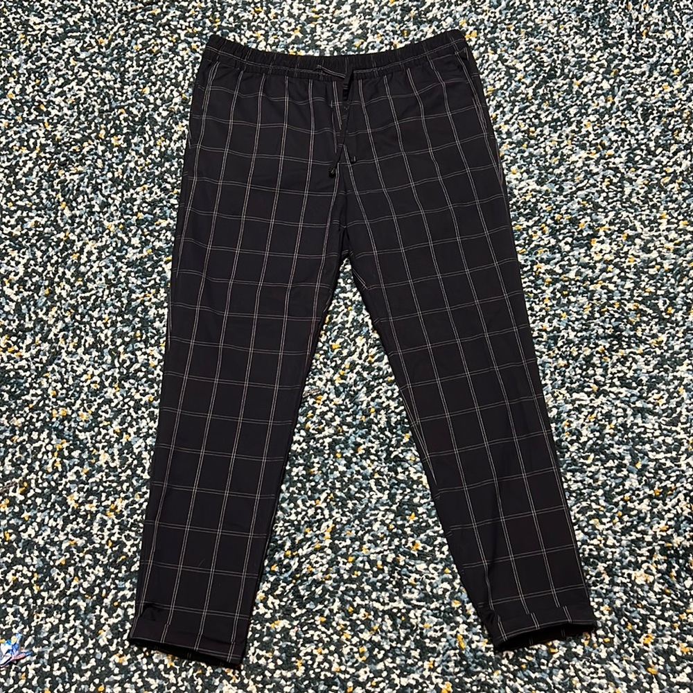 H&M Black Patterned Drawstring Trousers